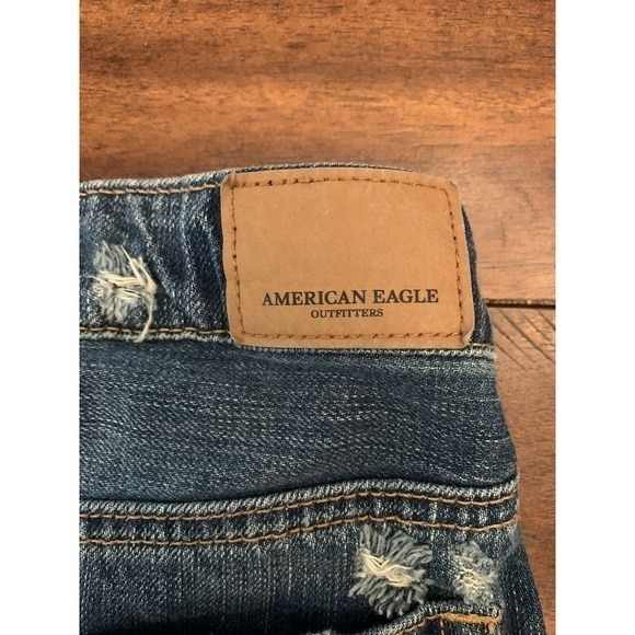 American Eagle‎ Distressed Denim Mini Skirt - Size 0 Button Fly. - Picture 3 of 5